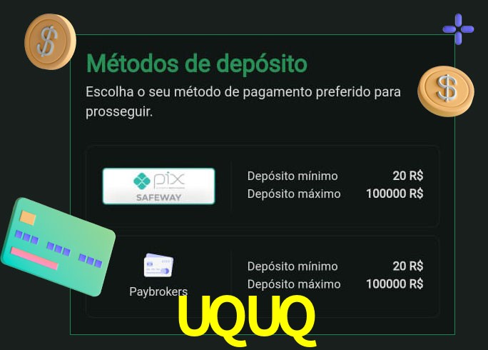 O cassino UQUQ oferece uma grande variedade de métodos de pagamento